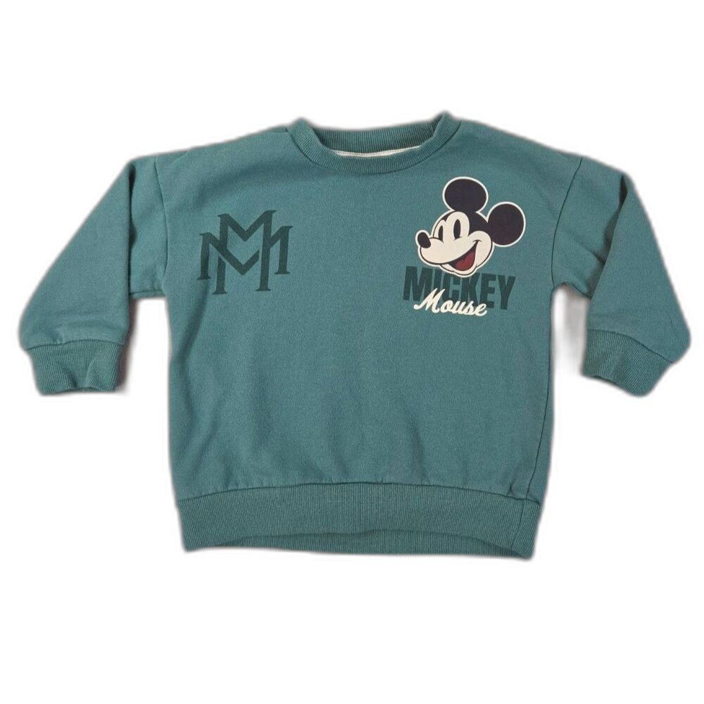 Disney Mickey Mouse Toddler Sweatshirt 2T Teal Green Pullover Crewneck